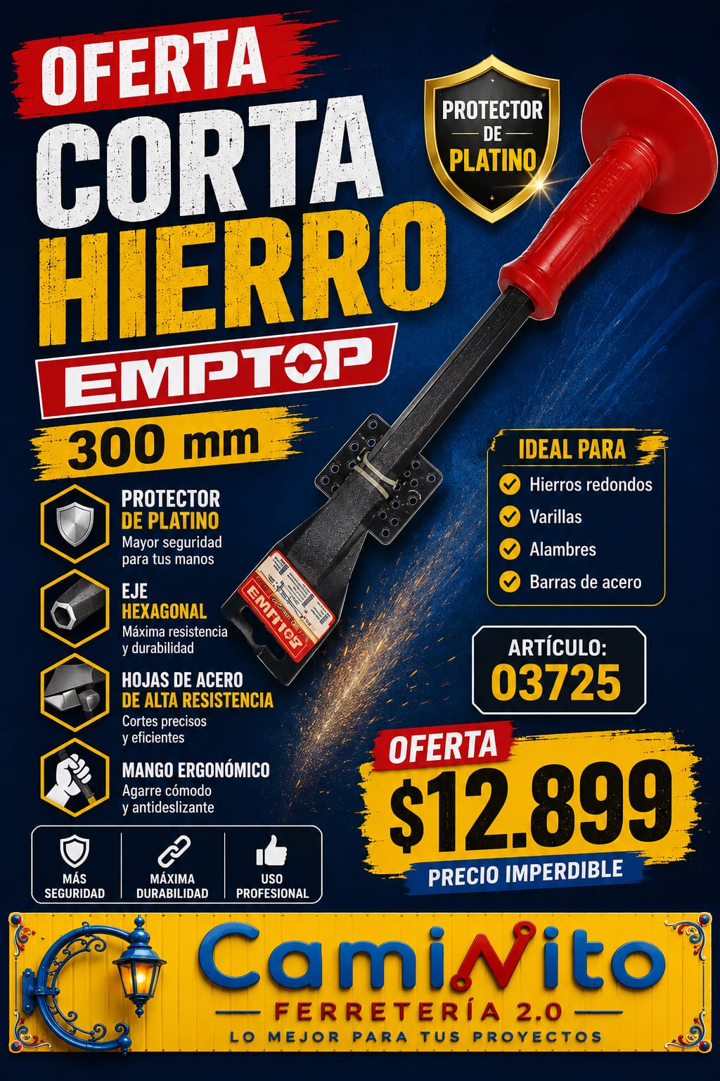 CORTA HIERRO HEXAGONAL DE 30 CM C/ PROTECCIÓN